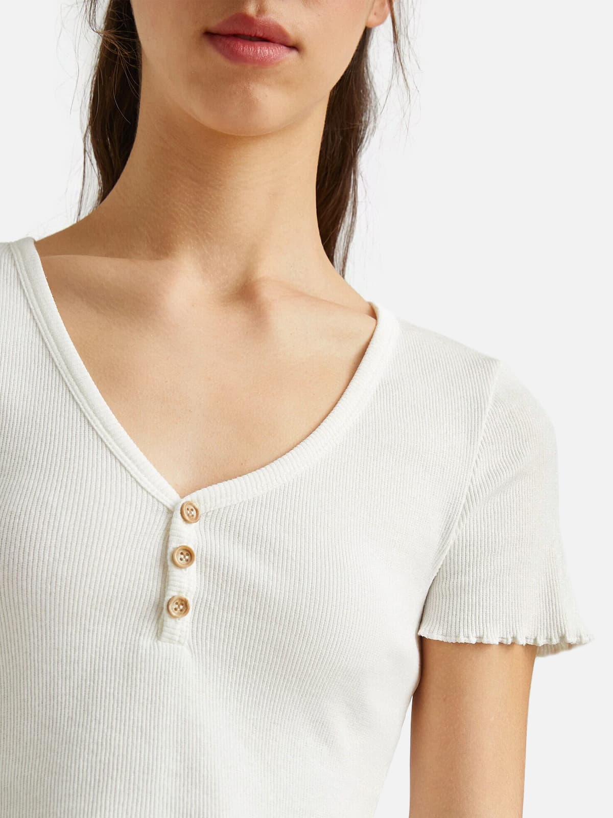 Ribbed Short Sleeves Cropped Top