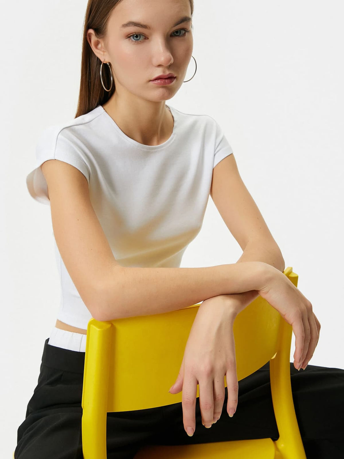 Slim Fit Basic Unpatterned T-shirt