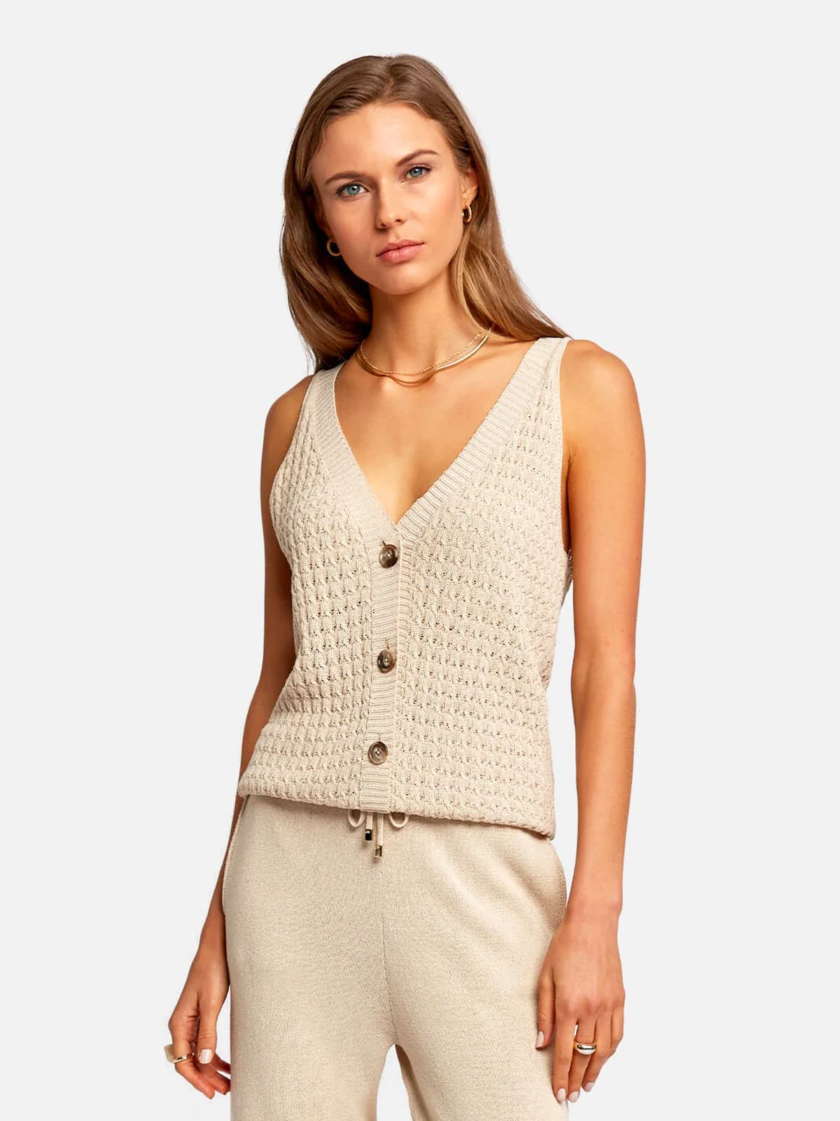 Braid Detailed Sleeveless Flow Top