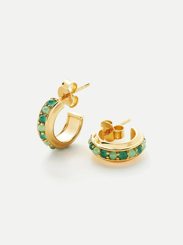 Large Gemstone Hoop Earrings