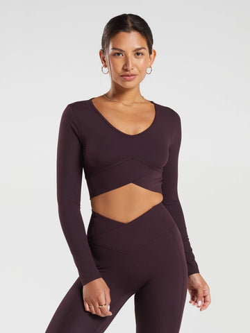 Crossover Long Sleeve Crop Top